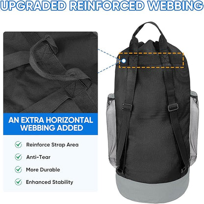 BALEINE 2PK 120L Laundry Bag Backpack, 900D Oxford Fabric Large Travel Laundry