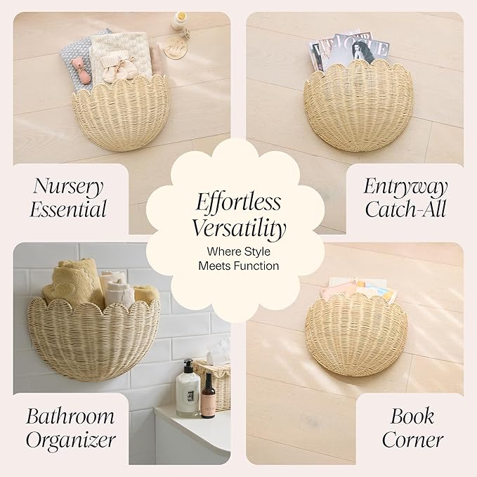 BEBE BASK Scalloped Wicker Wall Basket