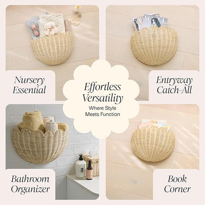 BEBE BASK Scalloped Wicker Wall Basket