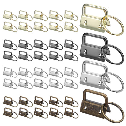 Kifmurase 40 PCS Key Fob Hardware 1 Inch Keychain Hardware Set with Split Ring for Keychain Wristlet, Lanyard, Crafts DIY Supplies for Gift(4 Colors)