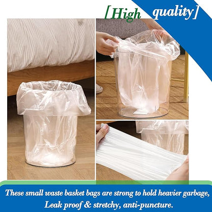 2.6 Gallon Clear trash can liners 300 counts, Small trash bags garbage Bags
