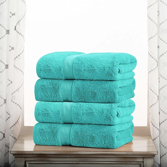 Superior Egyptian Cotton Pile Bath Towel Set of 4, Ultra Soft Luxury Towels