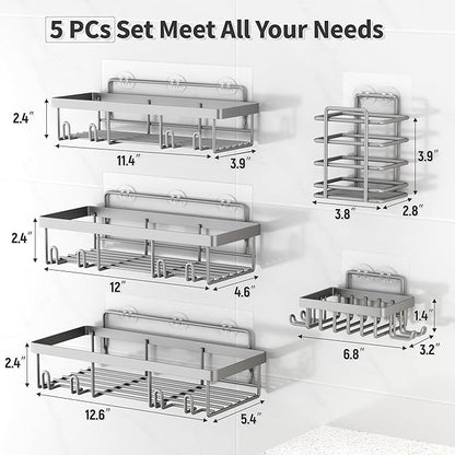5 Pack Shower Caddy Organizer Rack Shelf
