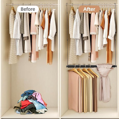 STORAGE MANIAC Adjustable Closet Rod Hanging Clothes Heavy Duty Closet Extender