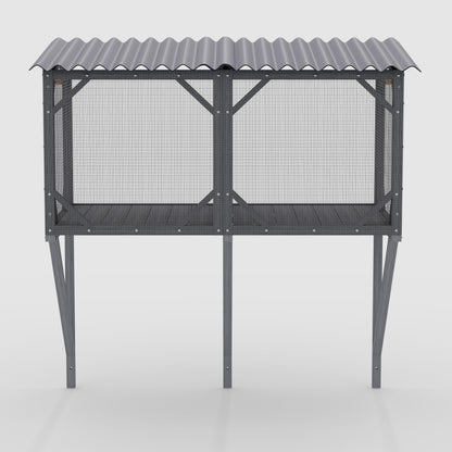 KEIKI Catio Window Perch for Indoor Cats,Large Wooden Outdoor Cat Window Enclosure Box for Cats Sunbathing, Napping, Overlooking,Light Gray