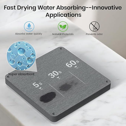 BOTEMY Toothbrush Holders with Quick Drying Mat—Black Toothbrush and Toothpaste