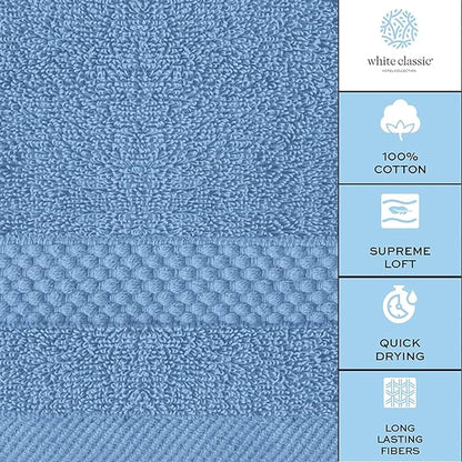 White Classic Luxury Cotton Washcloths 13x13 Inch