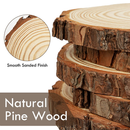 Large Unfinished Natural Wood Slices - 6 Pcs Natural Round Discs Rustic Wood Slices 7.9-9 Inch Wooden Tree Bark Discs for DIY Crafts Centerpieces Table Base Decoration Wedding Ornaments Coasters