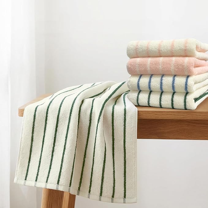 VOOVA & MOVAS 2-Pack Pink Stripe Cotton Hand Towels