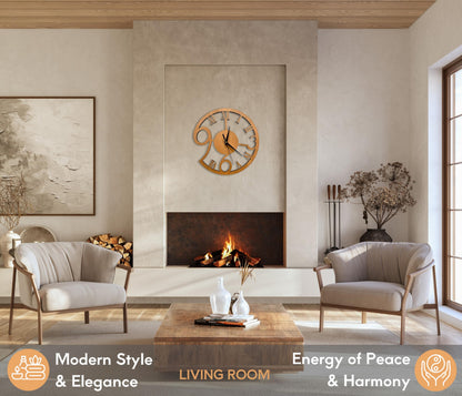 Rizalit Wood Wall Clock Artistic Modern Classic Style Unique Design 11.5 Inch for Living Kitchen Office Bedroom Silent Non Ticking Battery Operated Reloj de pared Настенные часы