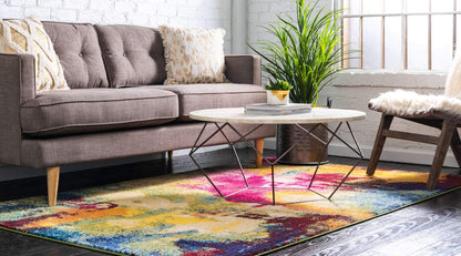 Unique Loom Estrella Collection Colorful, Abstract, Watercolor, Modern, Eclectic Area Rug (5' 0 x 8' 0 Rectangular, Multi/Beige)