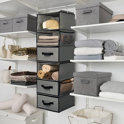 GRANNY SAYS 6-Shelf Hanging Closet Organizer, Separable to 2 Pack 3-Shelf
