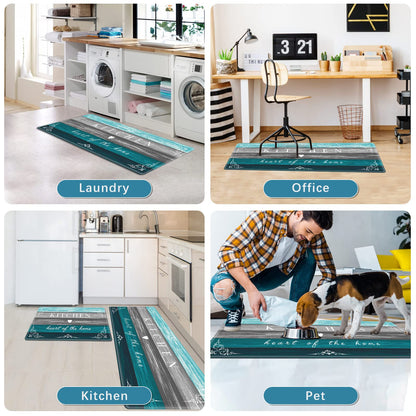 Sofort Kitchen Mat Farmhouse Cushioned Anti Fatigue Kitchen Rugs 2 Pieces Non Slip Waterproof Kitchen Mats for Floor, Rustic Wooden Comfort Standing Mats for Kitchen, Office, Sink, Laundry