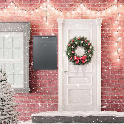 Yaocom Locking Mailbox with Key for Outdoor 16.2 x 11.2 x 4.7 Inches Large Wall Mount Mail Box with Lock Security Mail Drop Metal Collection Boxes Hanging Secure Postbox(Dark Gray)