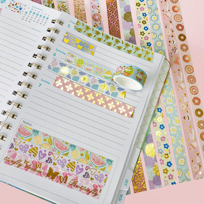 Puninoto 60 Rolls Floral Washi Tape Set,Flower Patterns Decorative Skinny Blooms Masking Tapes with Gold Foil Supplies for Arts,Scrapbook,Planner,DIY Arts and Crafts,Gift Wrapping