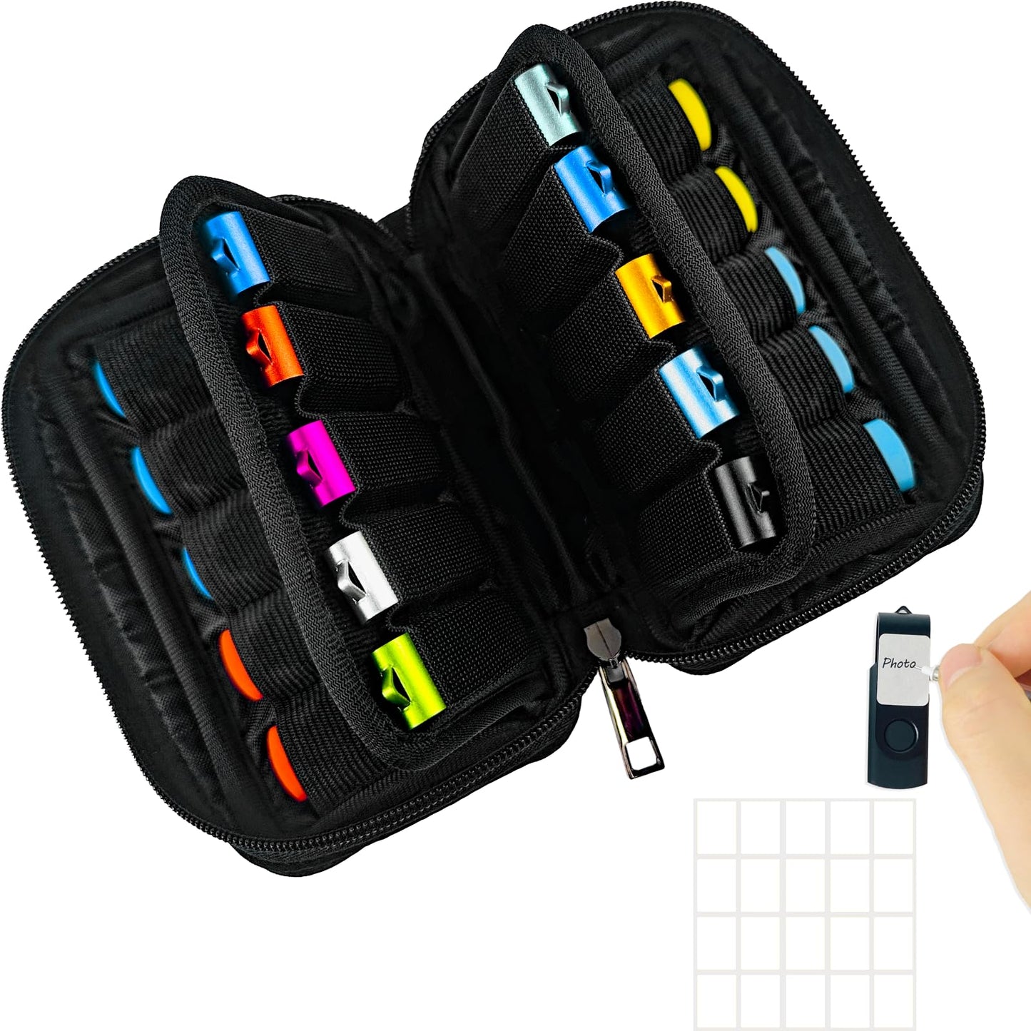 Flash Drive Case 20 Slots USB Storage Case JBOS USB Holder Storage Bag for USB Flash Drive Electronic Accessories Organizer for USB Flash Drive, USB Case, Thumb Drive Caes, Jump Drive Case