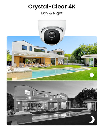 REOLINK 4K Security Camera System, 4pcs H.265 PoE Wired Turret Cameras with Person Vehicle Detection, 4K/8MP 8CH NVR with 2TB HDD for 24-7 Recording, RLK8-800D4