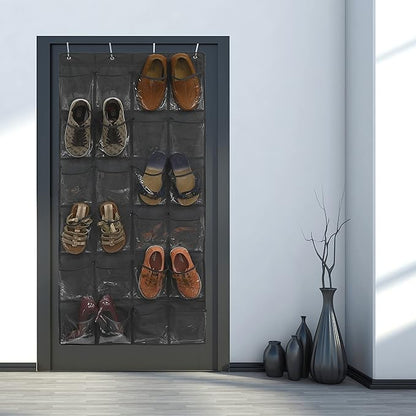 Simple Houseware 24 Pockets Large Clear Pockets Over The Door Hanging Shoe