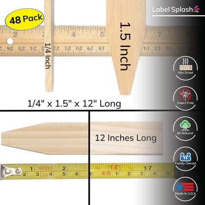 Wood Stakes 17.5" or 12" – 24 or 48 Pack Wooden Stakes for Marking, Paint Stir Sticks, Survey Stakes, Landscaping, Garden Markers, Craft Sticks, Shims, Construction, Plant Labels, Made in USA