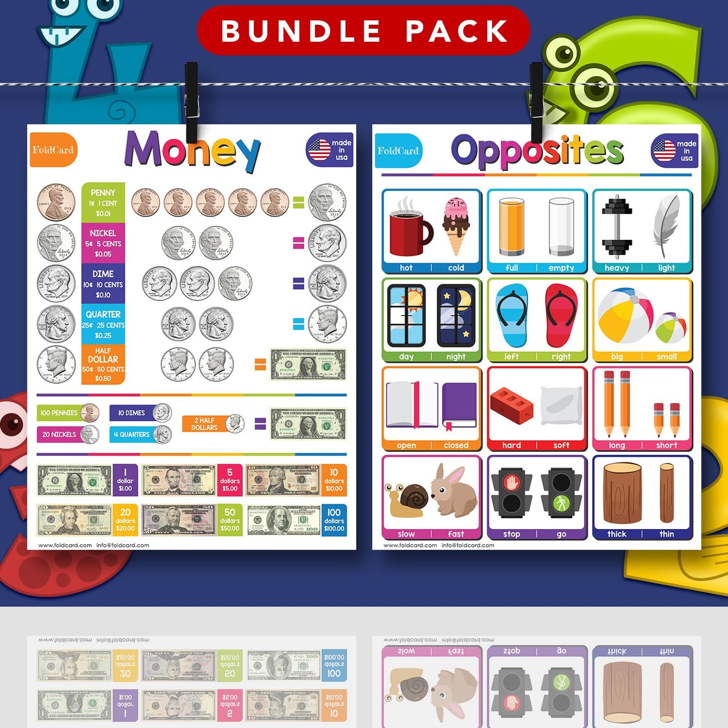 Advanced Bundle – 6 Educational Posters – Classroom and Homeschool Learning Chart Decorations and School Supplies Materials, Preschool to Grade 3 | Printed on Durable, Glossy Cardstock | 8.5" x 11"