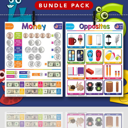 Advanced Bundle – 6 Educational Posters – Classroom and Homeschool Learning Chart Decorations and School Supplies Materials, Preschool to Grade 3 | Printed on Durable, Glossy Cardstock | 8.5" x 11"