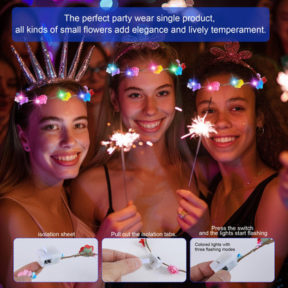 QSJQllo 20 Pcs LED Flower Crowns Headbands,Light Up Headbands For Women,Glow In The Dark Headband Wreath,Suitable For Birthdays,Weddings, Halloween, Christmas, Role-Playing, Beach Parties