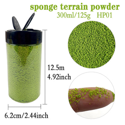 ZZZ SAN ZHI Model Terrain Sponge Grass Powder - 300ml/125g 12 Colors with Shaker Bottle for Diorama, Railway & Car Miniature Scene Building (HP01)