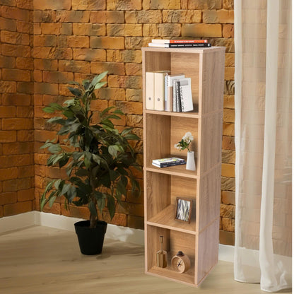 YCICI 4 Cube Storage Organizer Wooden Bookshelf, 4 Cube Shelf Bookcase, Small Bookshelf Storage Organizer, 4 Cube Storage Shelf for Bedroom, Small Bookshelf for Living Room and Office (4 Cube)