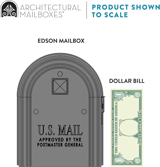 Architectural Mailboxes Edson Post Mount Mailbox, Gunmetal Grey, Medium | Galvanized steel build for outside with rust-resistant powder-coat finish and a magnetic door closure. USPS approved.