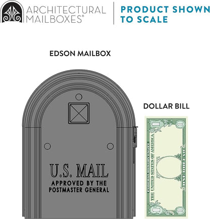 Architectural Mailboxes Edson Post Mount Mailbox, Gunmetal Grey, Medium | Galvanized steel build for outside with rust-resistant powder-coat finish and a magnetic door closure. USPS approved.