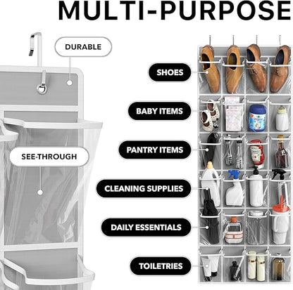 Simple Houseware 24 Pockets Large Clear Pockets Over The Door Hanging Shoe
