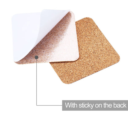 60 Pieces Self Adhesive Cork Coasters Squares/Round 4 x 4 Cork Mats Backing Sheets for DIY Coasters Crafts Backing Tiles Supplies(Square)