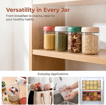 EONJOE 4-Pack Overnight Oats Containers with Lids 16oz Glass Mason Jars Meal Prep Salad Food Cereal Snacks Pudding Yogurt Storage