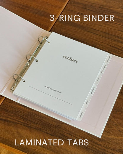 Kunitsa Co. Recipe Binder – Kitchen Recipe Organizer with Protective Sleeves – Recipe Holder for Kitchen Storage, Cappuccino