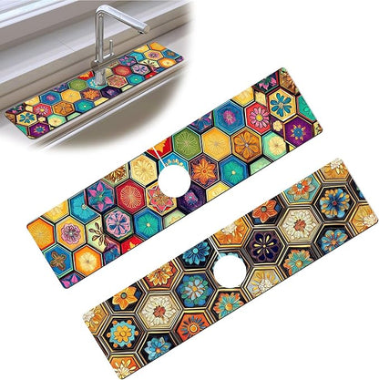 Bimkole 2 PCS Faucet Absorbent Mat, Kitchen Faucet Sink Splash Guard Wraparound
