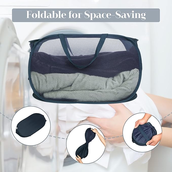4 Pack Durable Collapsible Laundry Baskets, Mesh Foldable Laundry Basket