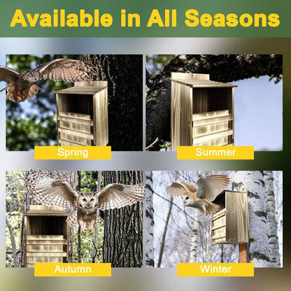 2 Pack Rectangle Owl Houses, Bird Houses for Outside, Wooden Owl Nest Box Large Opening Screech Outdoor Bird's Box, for Wildlife Screech, Barred, Great Horned, Barn Owls, Assembly Required