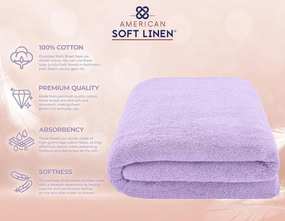 American Soft Linen 100% Cotton 600 GSM Turkish 40x80 Oversized Bath Towel Sheet