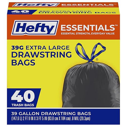 Hefty Essentials Extra Large 39 Gallon Trash Bags, Extra Large Trash Bags