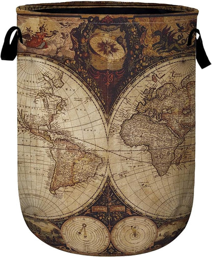 World Map Laundry Basket, Laundry Hamper Collapsible Oxford Cloth