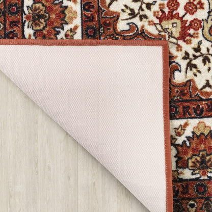 Antep Rugs Alfombras Oriental Traditional 5x7 Non-Skid (Non-Slip) Low Profile Pile Rubber Backing Indoor Area Rugs (Rust Brown, 5' x 7')