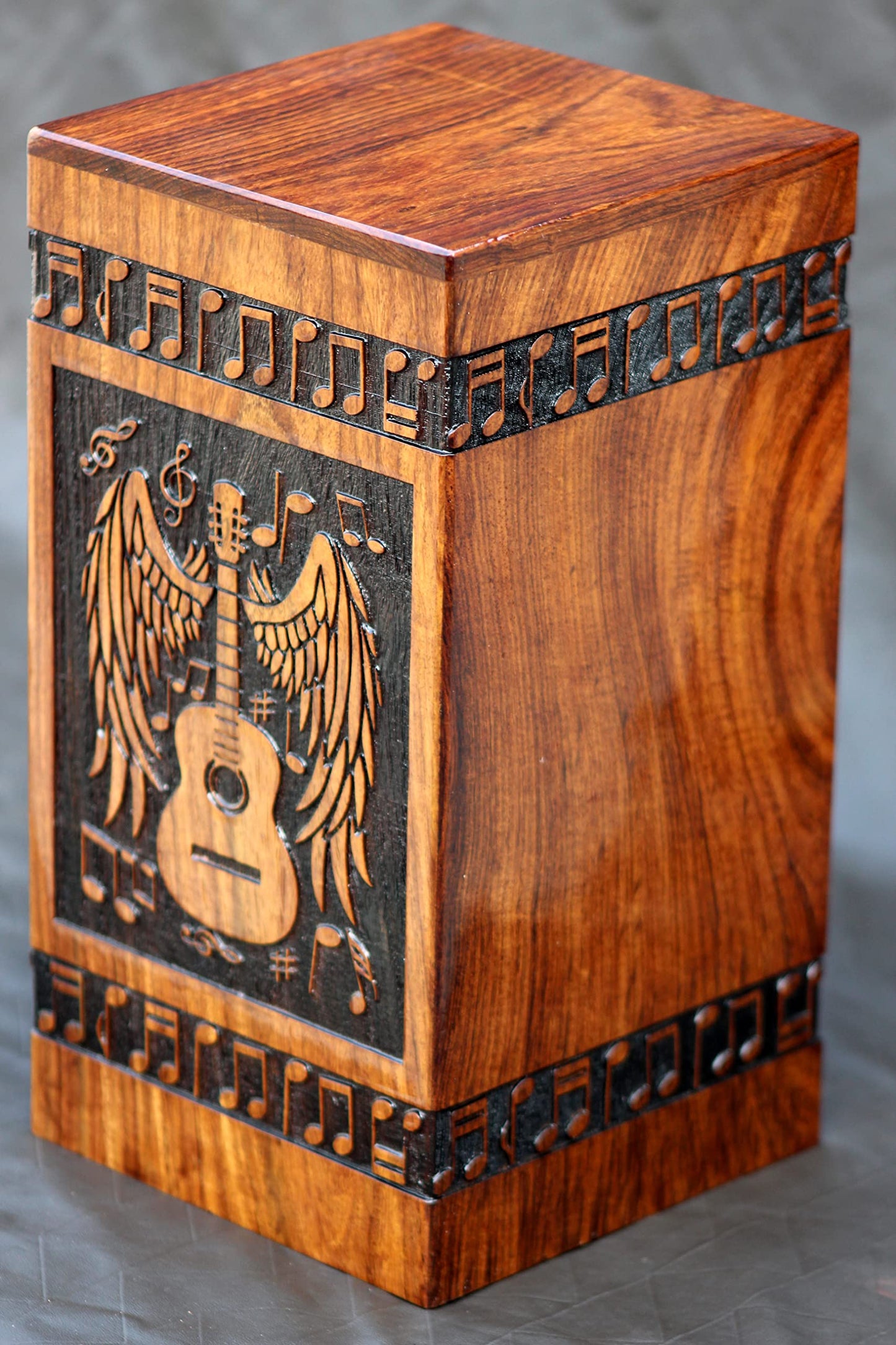 Handmade Rosewood Urn for Human Ashes - Eagle Design Wooden Urn Box, Cremation Urn for Ashes Handcrafted - Large Wooden Urn Box (M(9.5X5.5) 172 Cu)