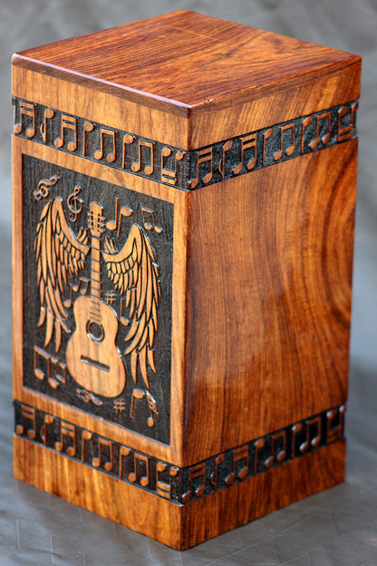 Handmade Rosewood Urn for Human Ashes - Eagle Design Wooden Urn Box, Cremation Urn for Ashes Handcrafted - Large Wooden Urn Box (M(9.5X5.5) 172 Cu)