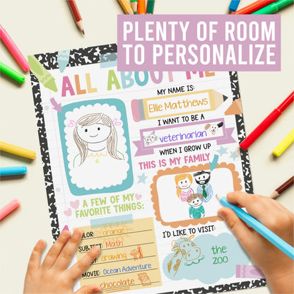 All About Me Posters for Classroom Must Haves - 20 Star Student Poster, 100 Days of School Items, Star of The Week Poster Elementary Classroom Decor, End of School Year Teacher Supplies