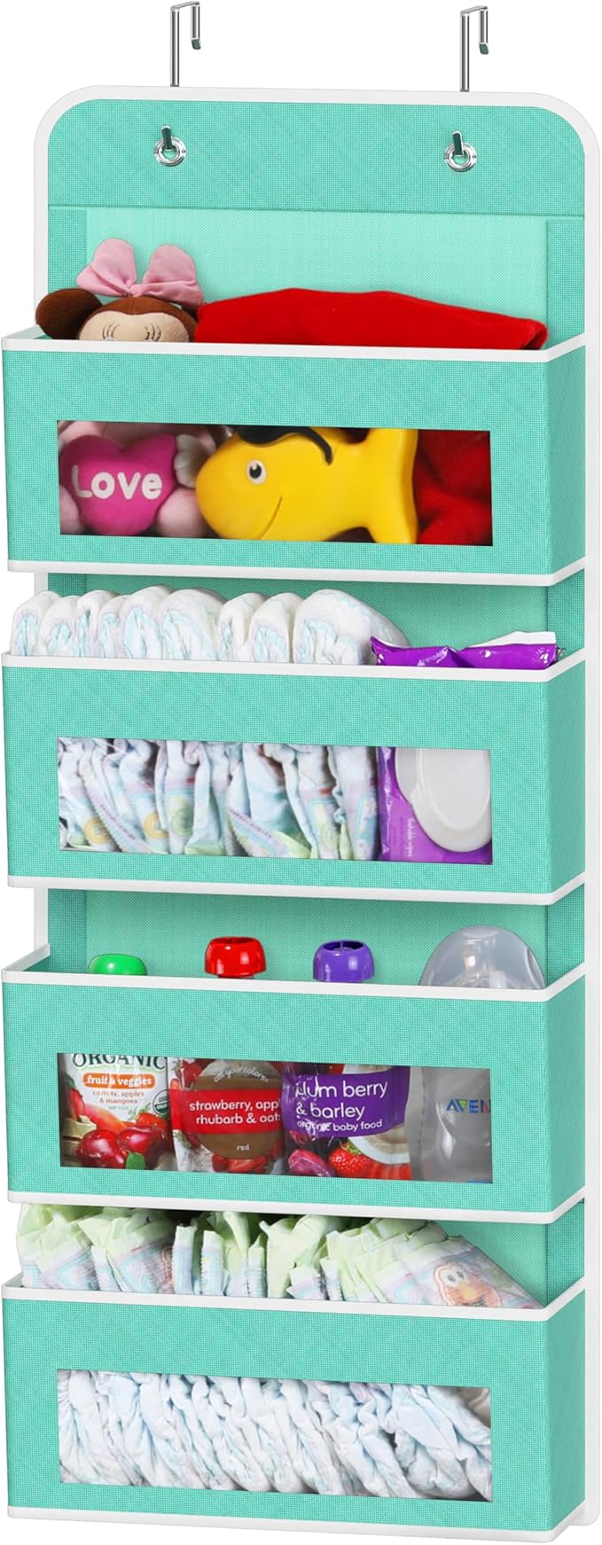 Simple Houseware 4 Clear Window Pocket Over Closet Door Storage Hanging