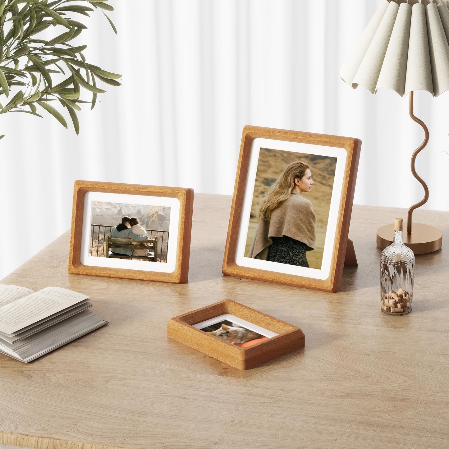 Heimlove 8.5X11 Picture Frames Natural Teak,Original Wood Hand Make Crafted Photo Frame with Mat to 6X8 Graduation Picture Display,Family Picture,Wedding Picture Tabletop & Wall Decoration
