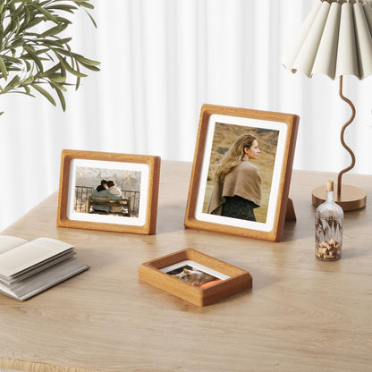 Heimlove 8.5X11 Picture Frames Natural Teak,Original Wood Hand Make Crafted Photo Frame with Mat to 6X8 Graduation Picture Display,Family Picture,Wedding Picture Tabletop & Wall Decoration