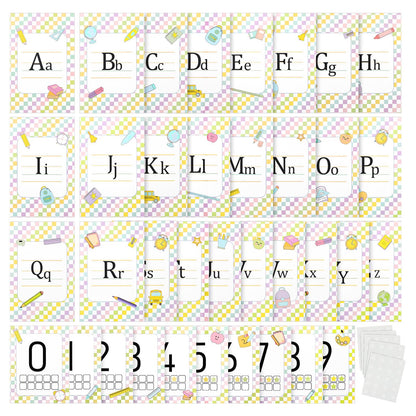 Tinlade 36 Pcs School Composition ABC Alphabet Number Educational Learning Cards Decorations for Bulletin Board, Walls, Desks, Windows, Doors, Lockers, Schools, Classrooms, Homeschool and Offices