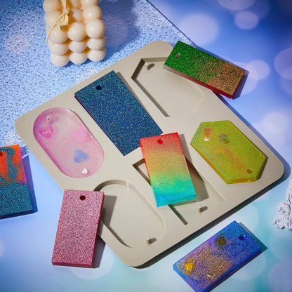 Patelai 2 Pcs Silicone Wax Melt Molds Silicone Resin Keychain and Wax Sachets Epoxy Casting Jewelry Making Molds with Hanging Holes for DIY Jewelry Handicrafts Making(Stylish Style)