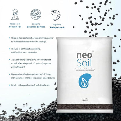 AQUARIO Neo Soil - Shrimp Substrate with Humic Acid, Microelements for Freshwater Planted Tanks, Volcanic Ash Shrimp Substrate, Slighty Acidic, PH Buffering Aquasoil for Planted Aquariums - SHRIMP, 8L